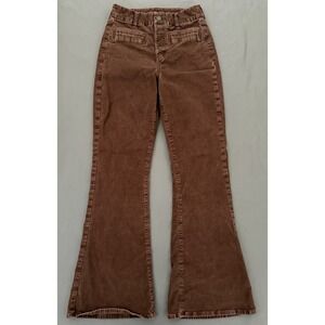 American Eagle Corduroy Pants Womens 4 Brown Super High Rise Flare Button Front